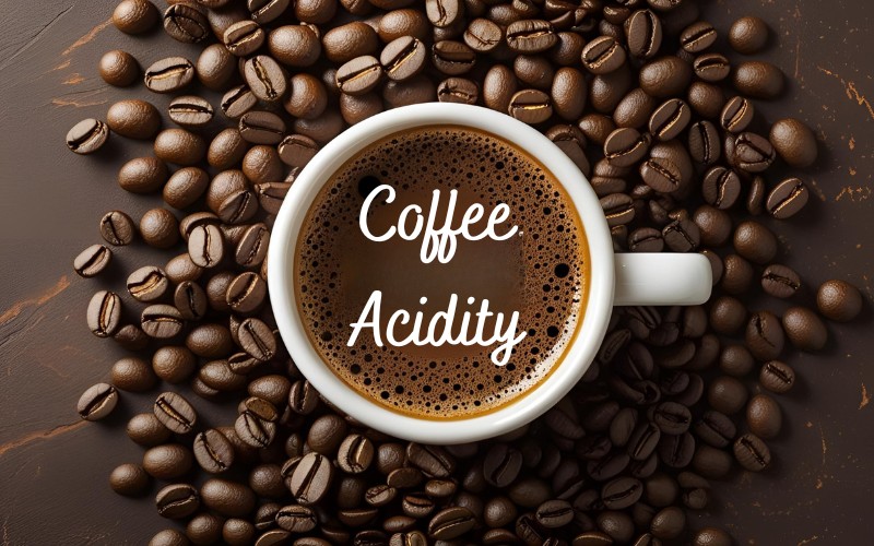 A graphic showing a pH scale next to a coffee cup, with flavor notes like 'lemon,' 'apple,' and 'wine' highlighted.