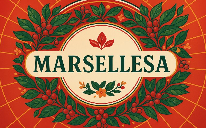 A dense, uniform plot of Marsellesa coffee plants, designed for modern farming.